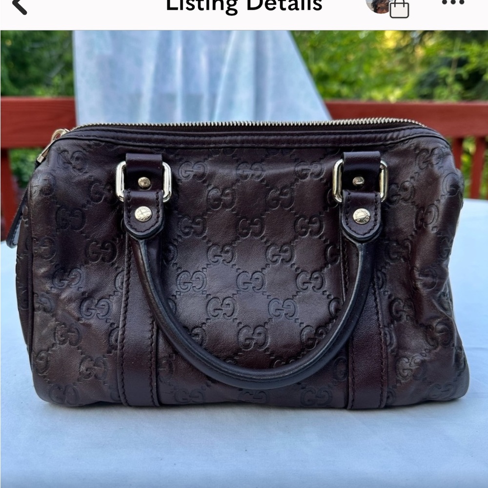 XXX SOLD XXX EUC brown Gucci Guccisima leather bag.